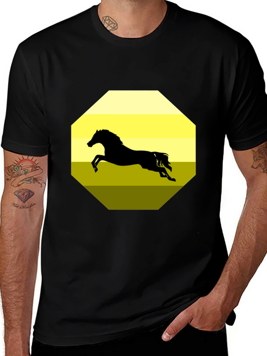 Horse Silhouette Graphic Tee - Stylish Mens Black T-Shirt