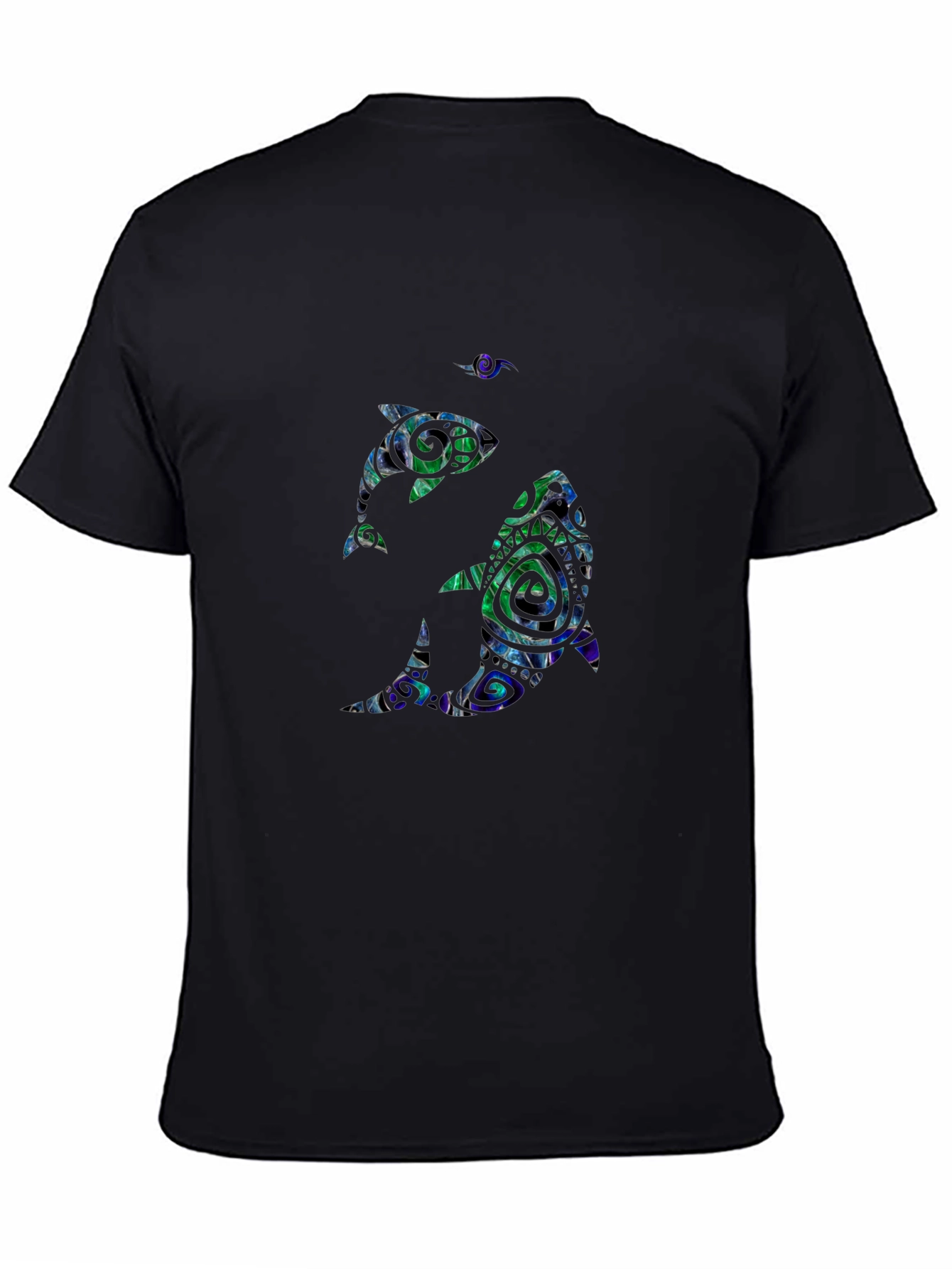 Dolphin Pattern Black T-Shirt