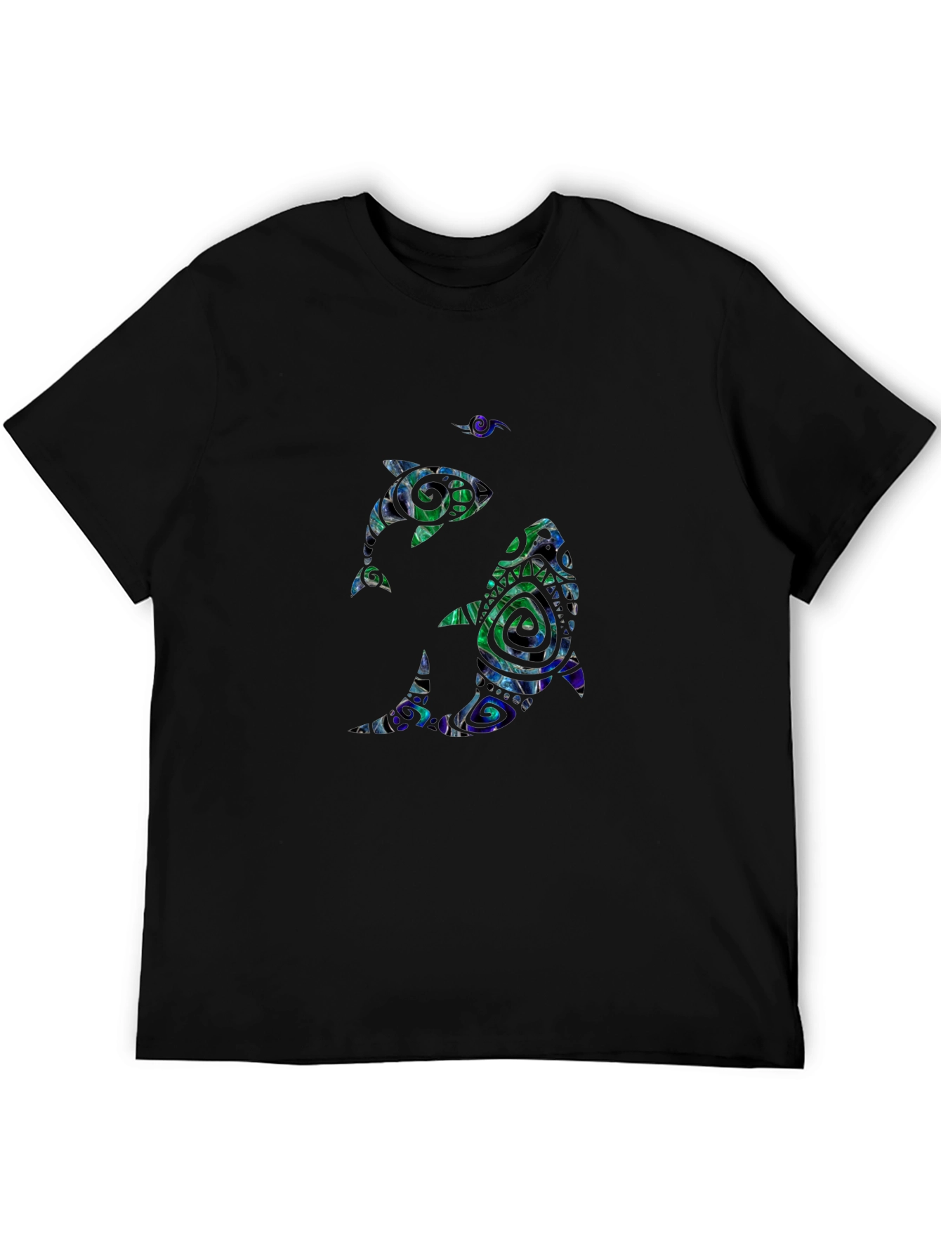 Dolphin Pattern Black T-Shirt