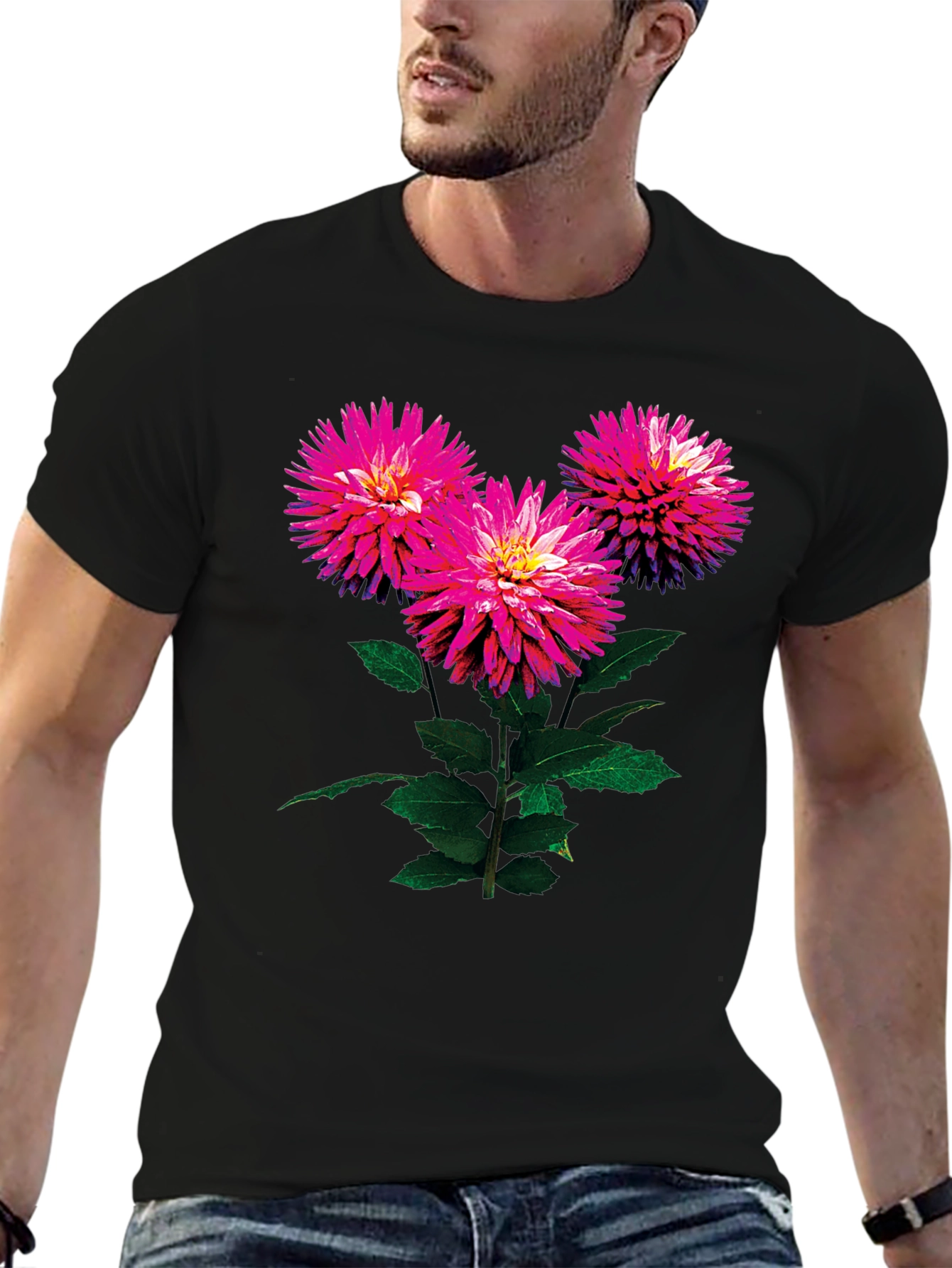 Floral Print Black T-Shirt