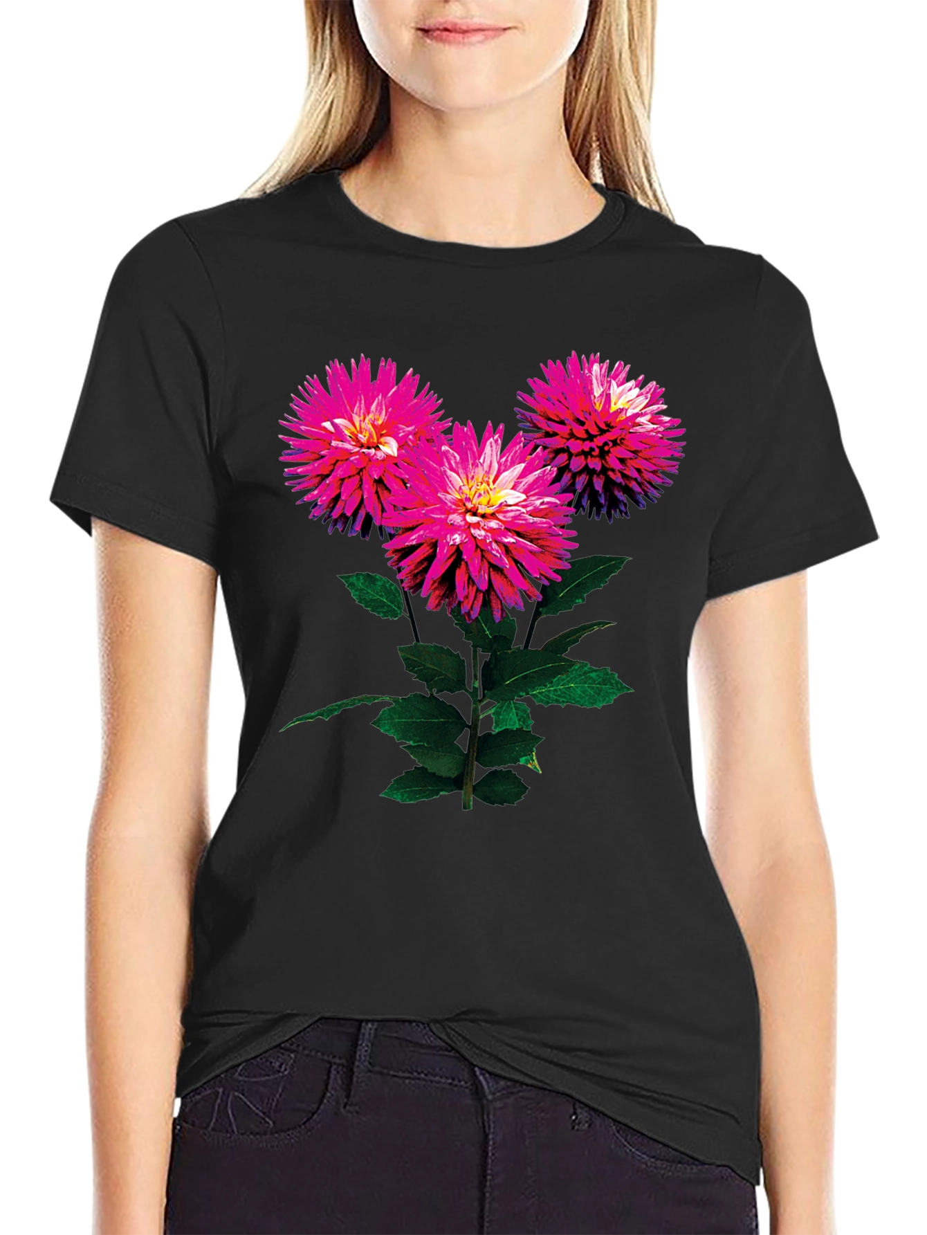Floral Print Black T-Shirt