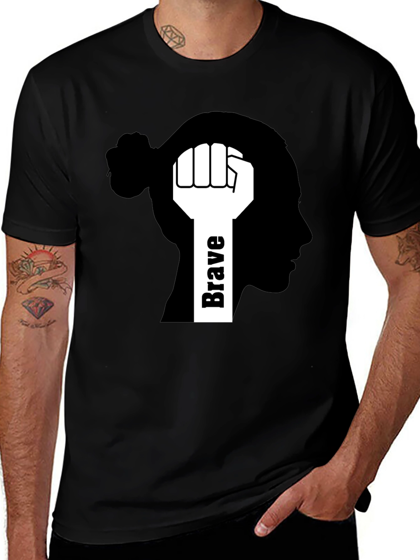 Brave Mindset Graphic Tee - Black Cotton T-Shirt