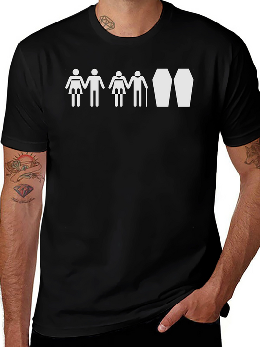 Humorous Life Stages Graphic Tee - Black