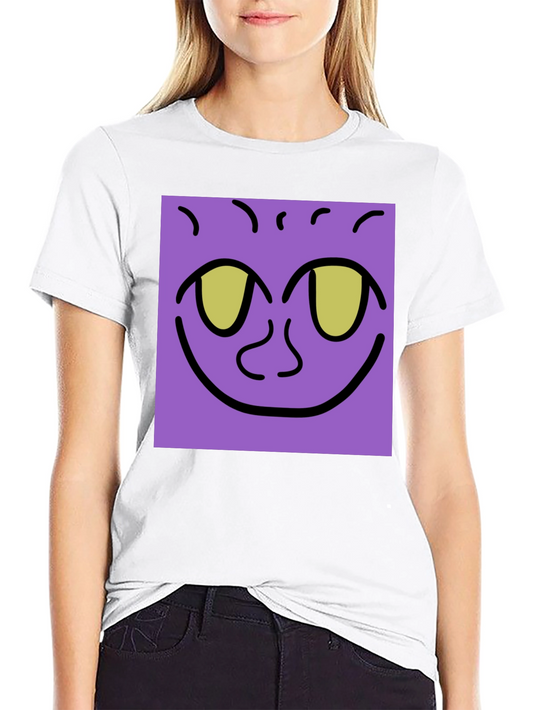 Purple Face Graphic Tee - Black Cotton Shirt