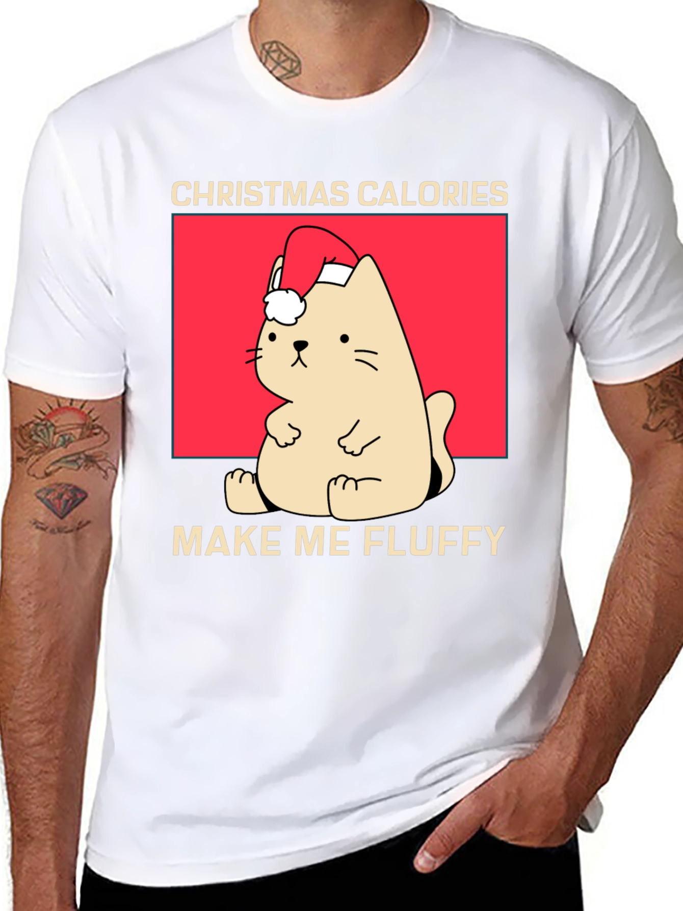 Christmas Cat Calories Fluffy T-Shirt
