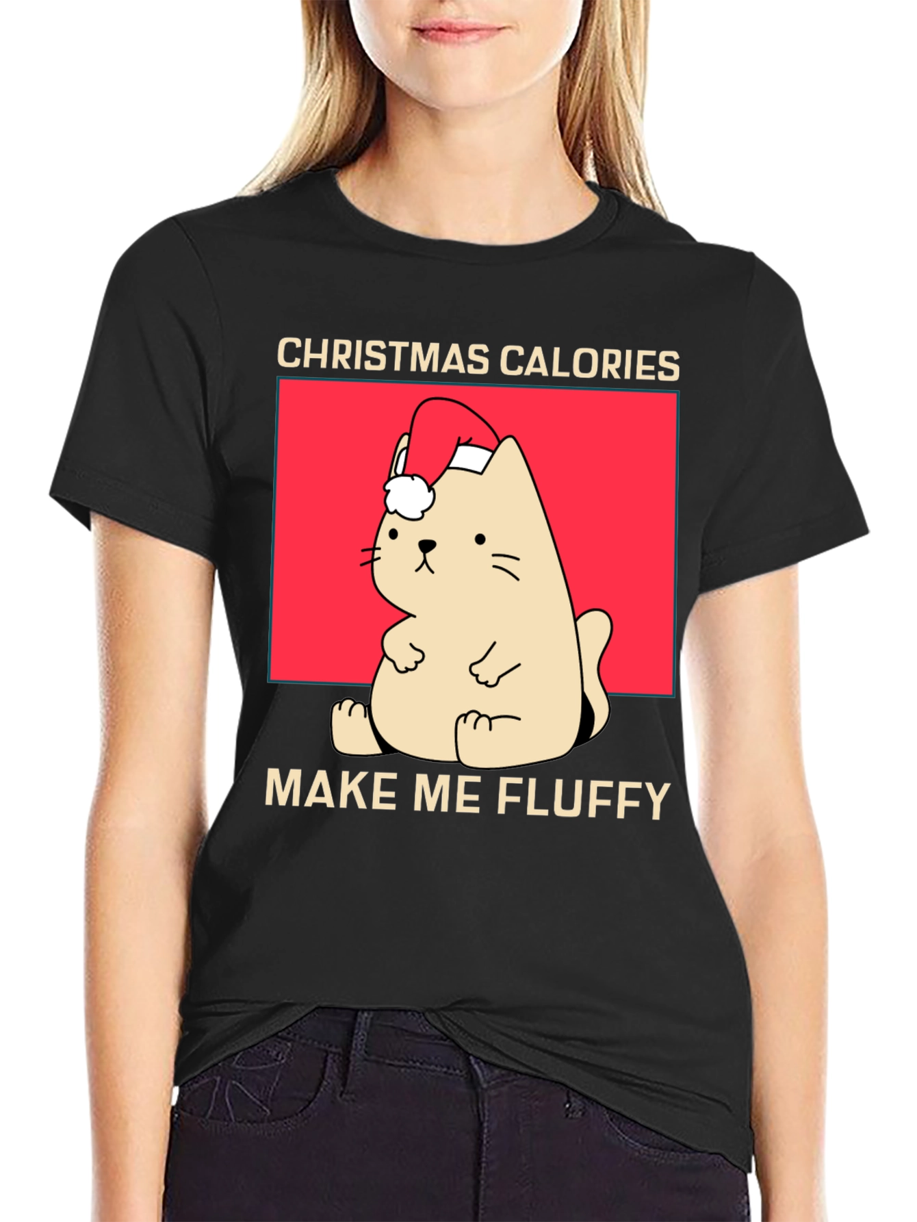 Christmas Cat Calories Fluffy T-Shirt