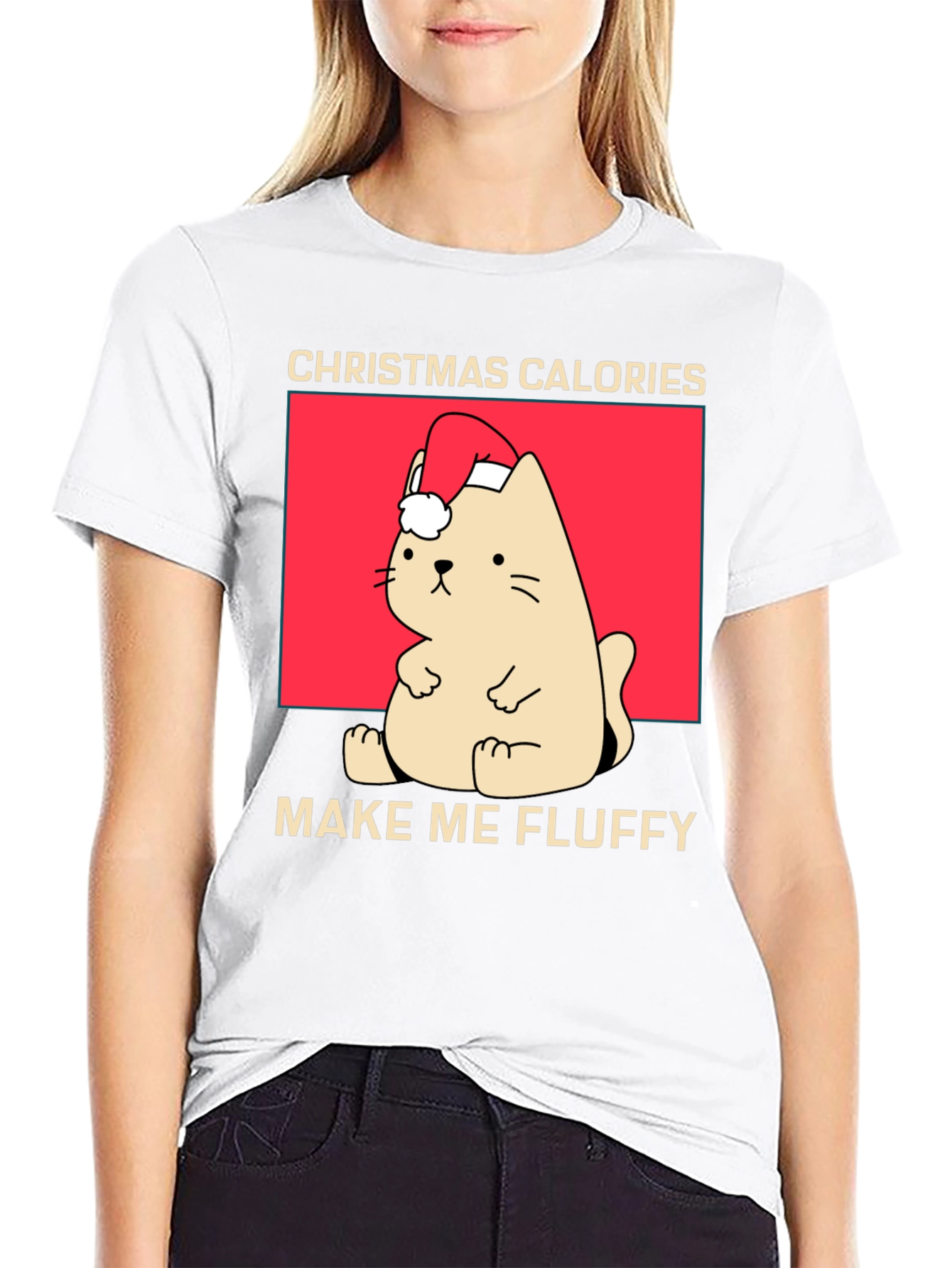 Christmas Cat Calories Fluffy T-Shirt