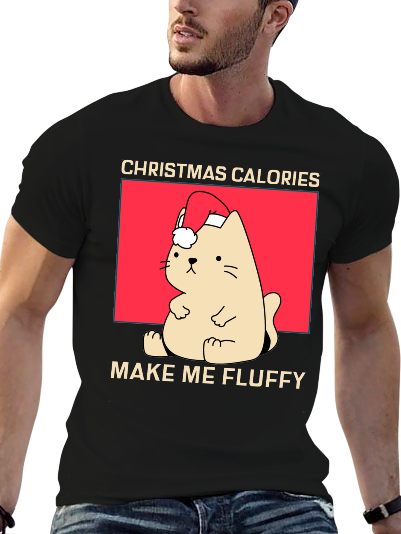 Christmas Cat Calories Fluffy T-Shirt