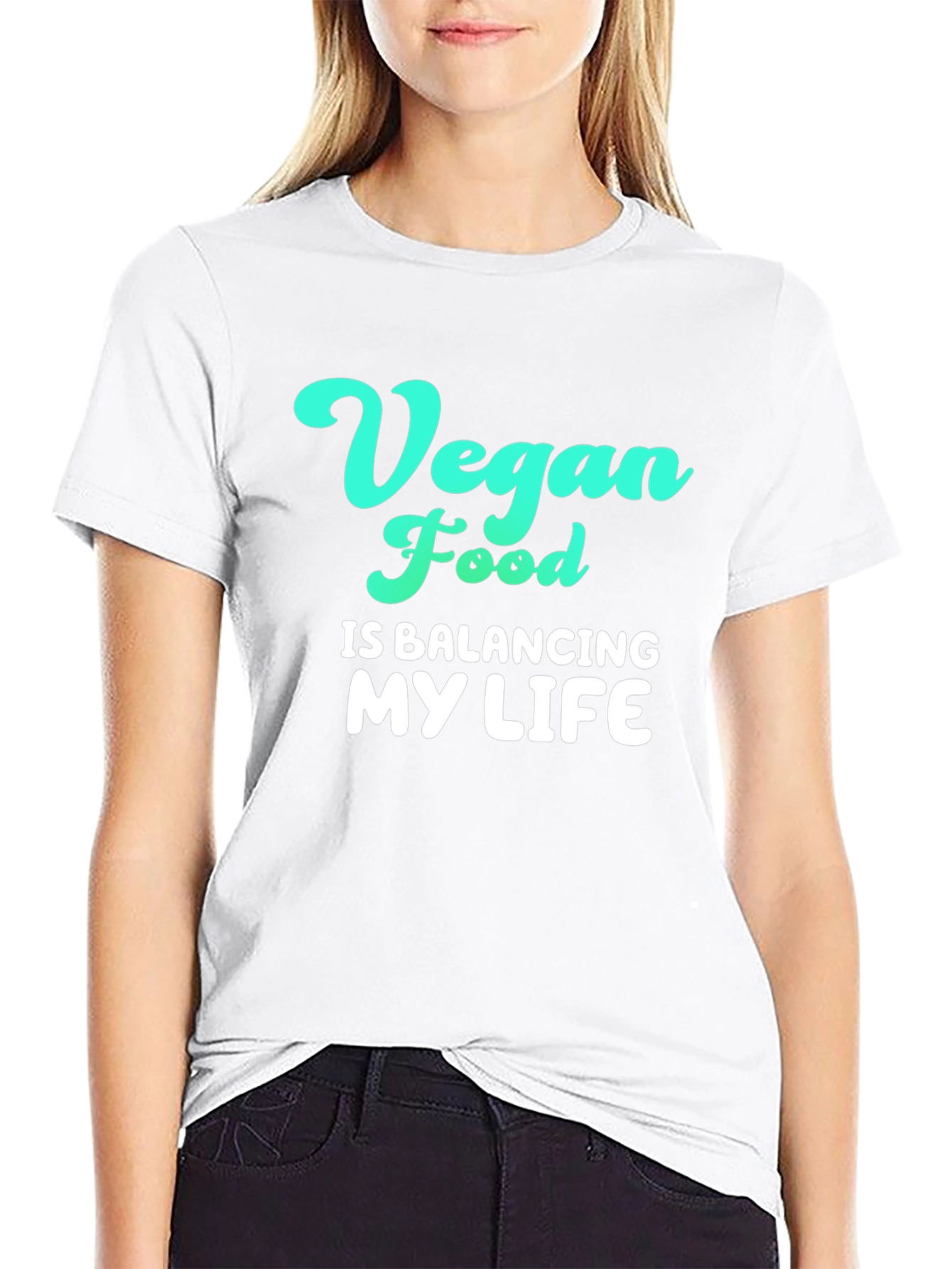 Vegan Food Balancing Life Graphic Tee - Black