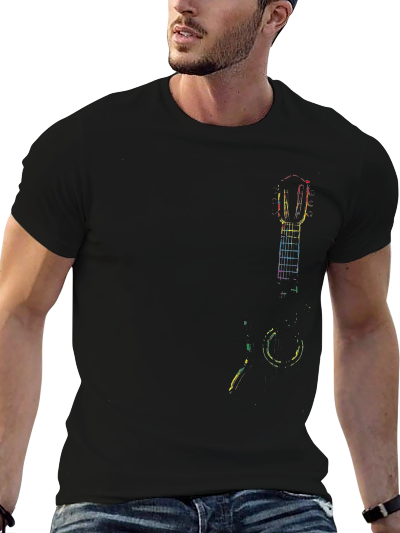 Guitar Art Mens Black T-Shirt