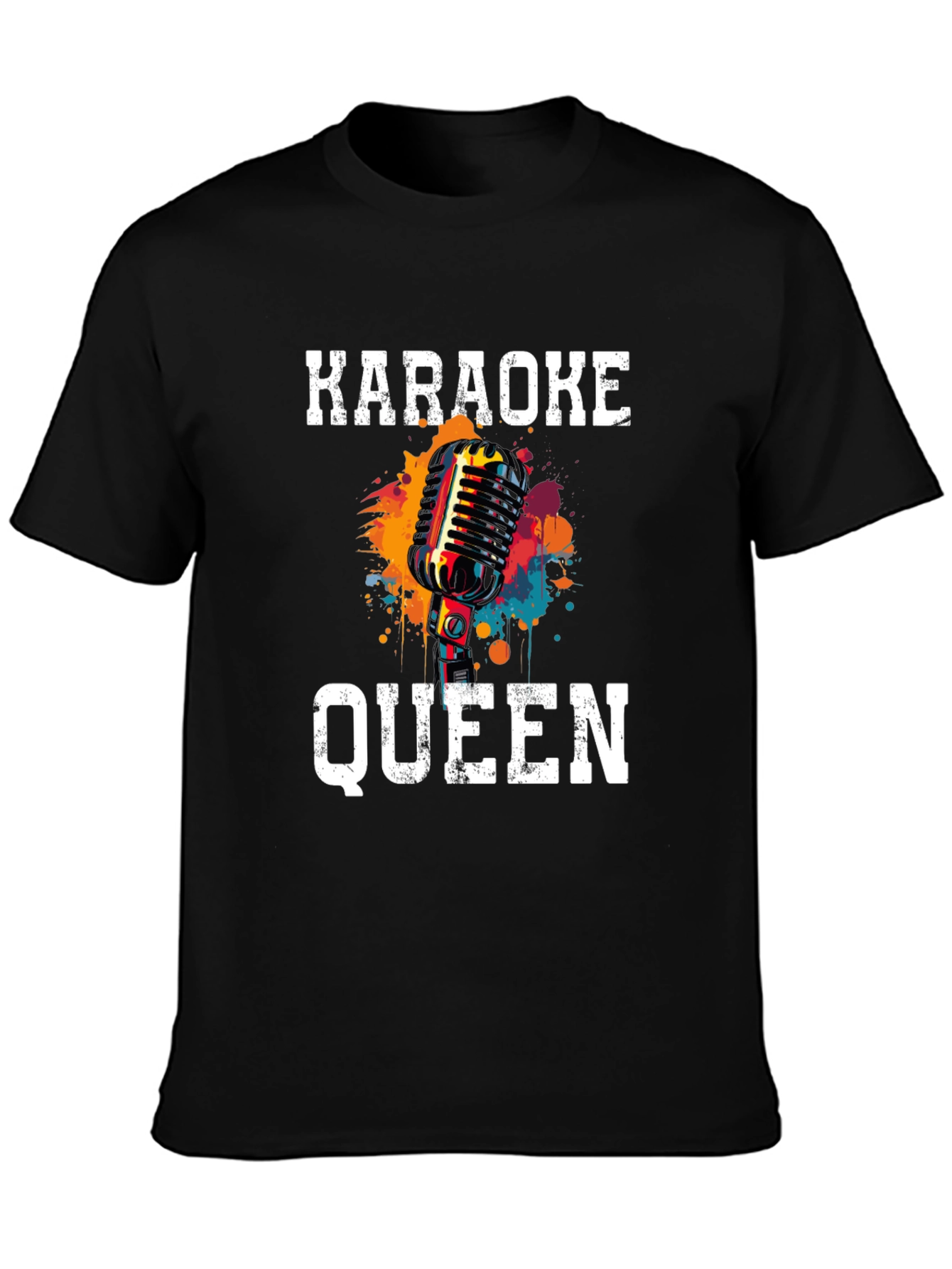 Karaoke Queen Graphic Tee - Retro Microphone Design