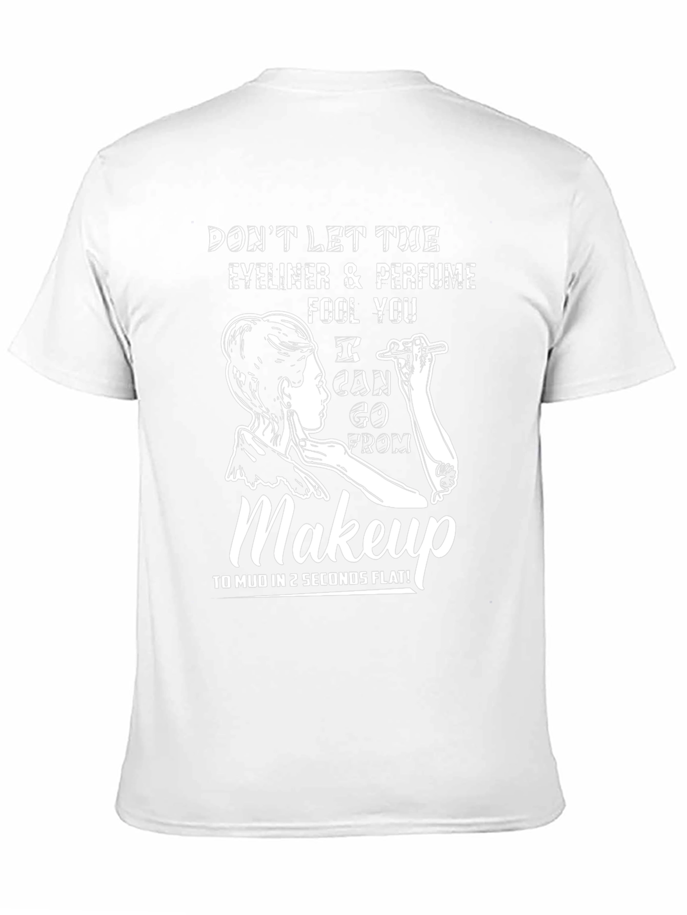 Makeup Humor T-Shirt: Eyeliner & Perfume