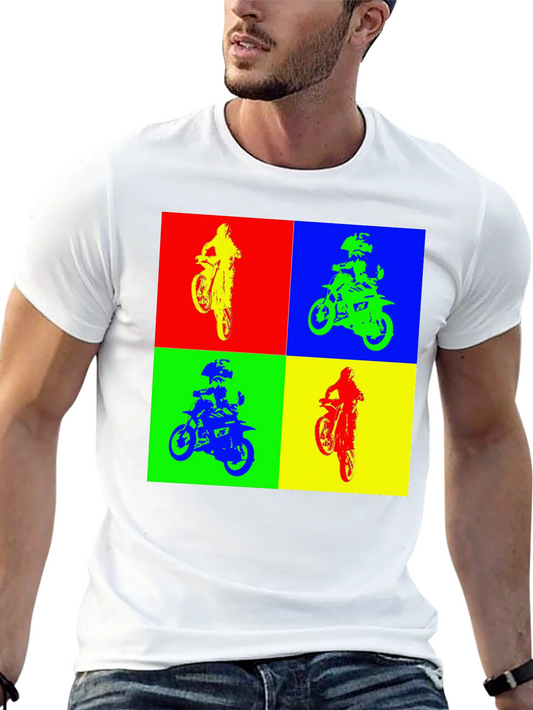 Retro Motocross Pop Art Graphic T-Shirt