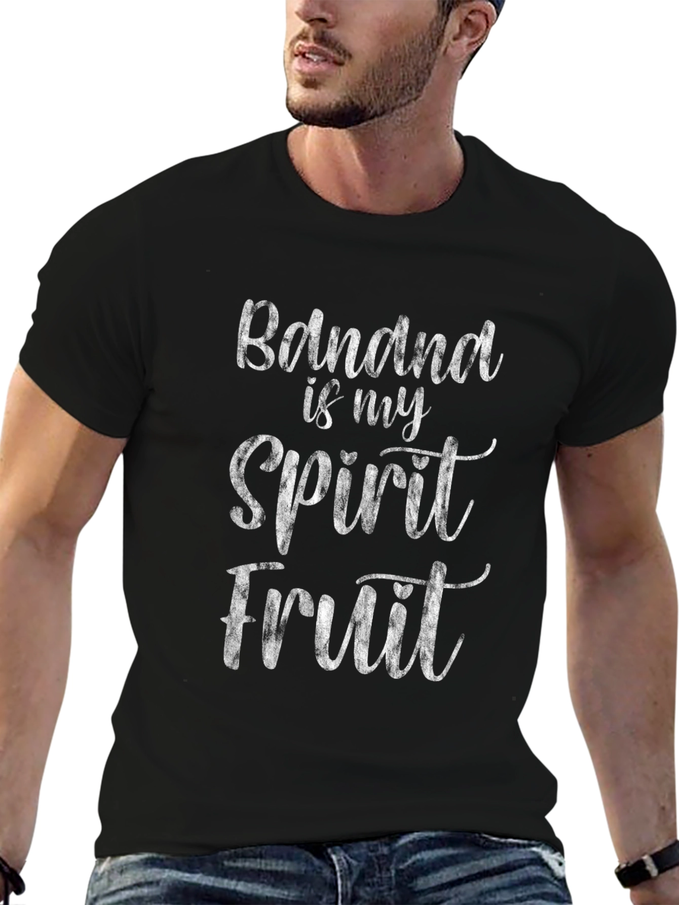 Banana is My Spirit Fruit Black Graphic T-Shirt