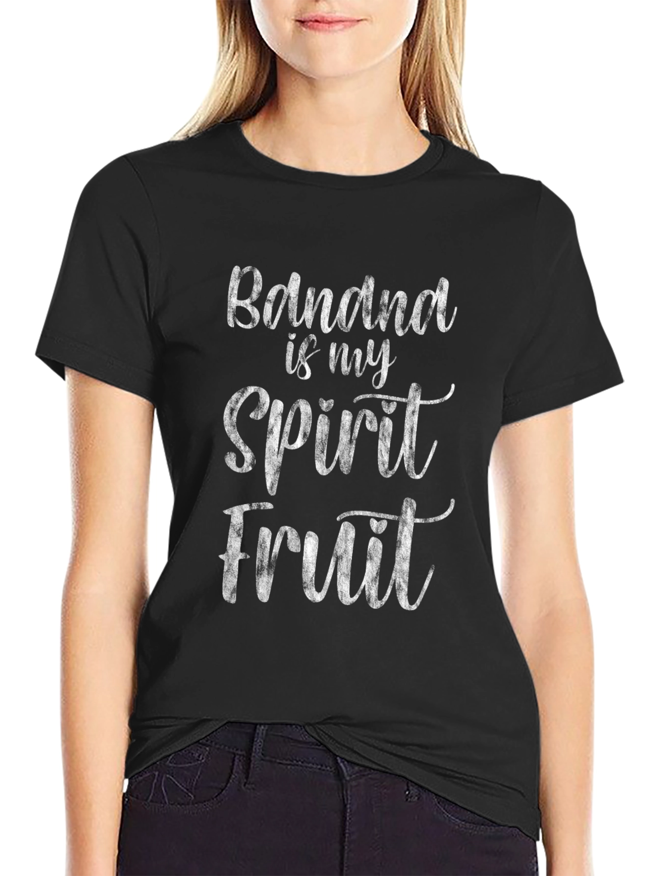 Banana is My Spirit Fruit Black Graphic T-Shirt