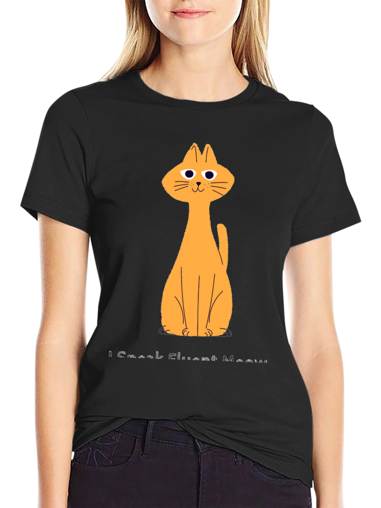 Funny Cat Graphic Black T-Shirt