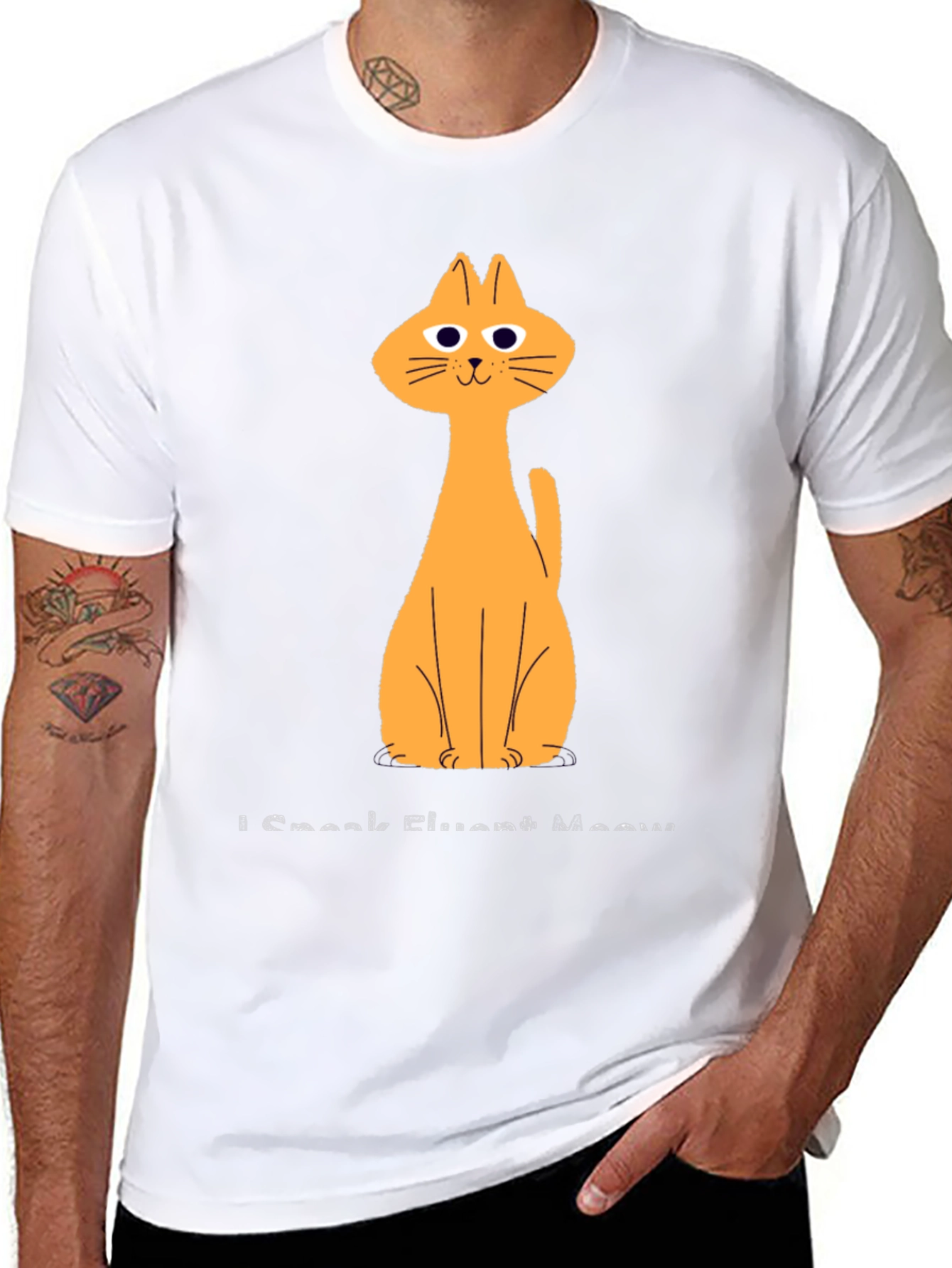 Funny Cat Graphic Black T-Shirt