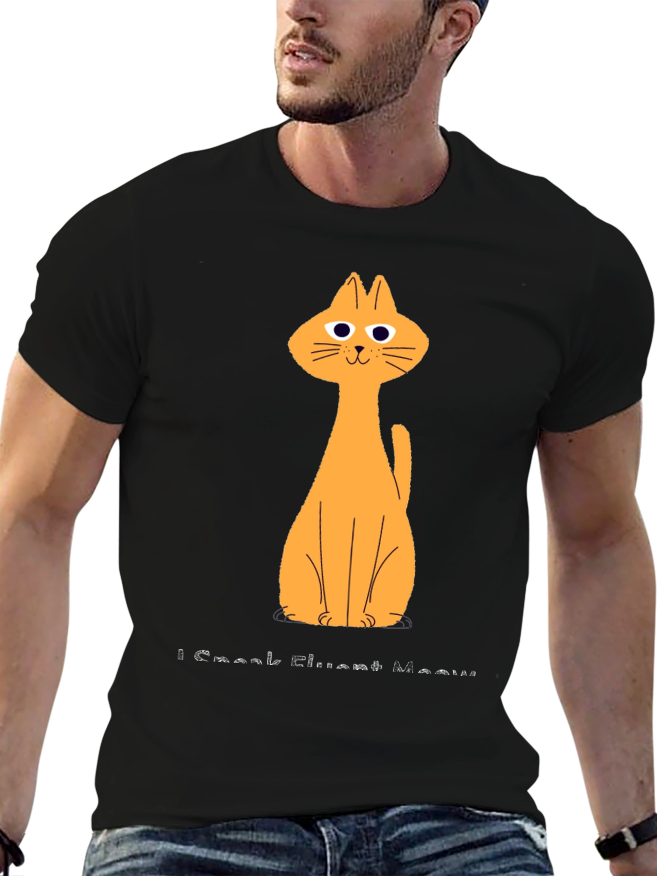 Funny Cat Graphic Black T-Shirt