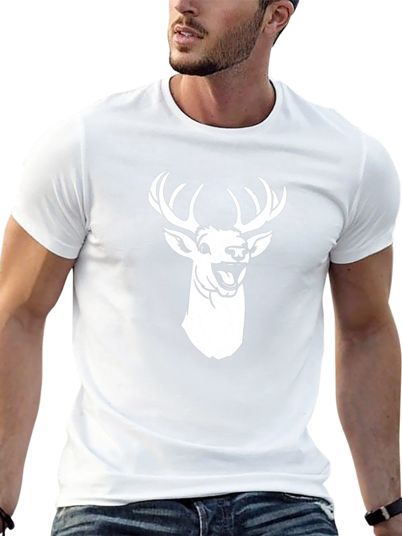 Deer Graphic Tee - Black T-Shirt for Men