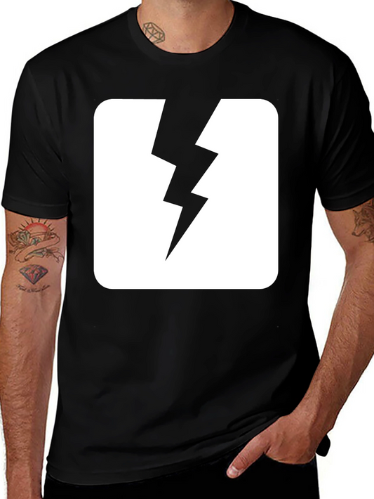 Black T-Shirt with Lightning Bolt Design