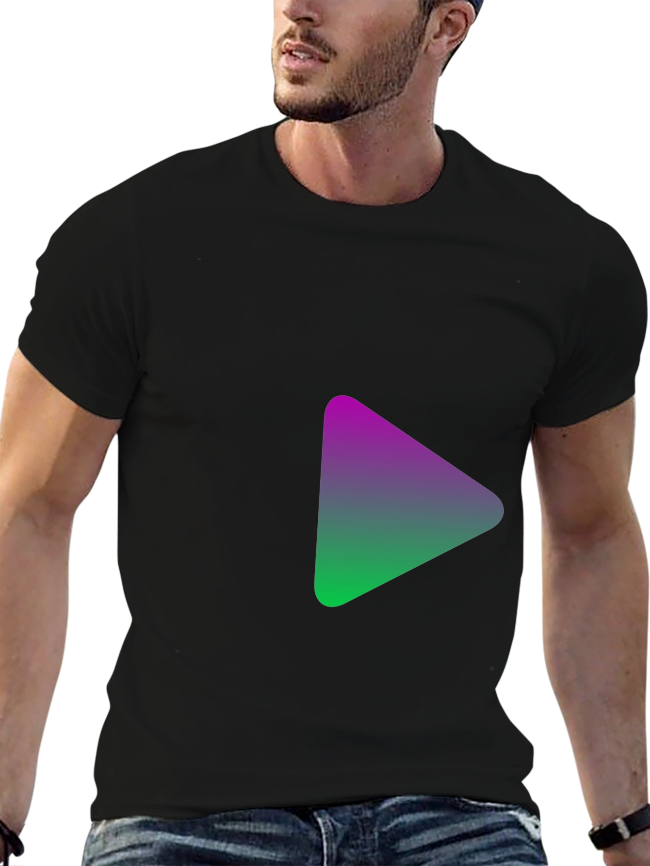 Gradient Triangle Black T-Shirt