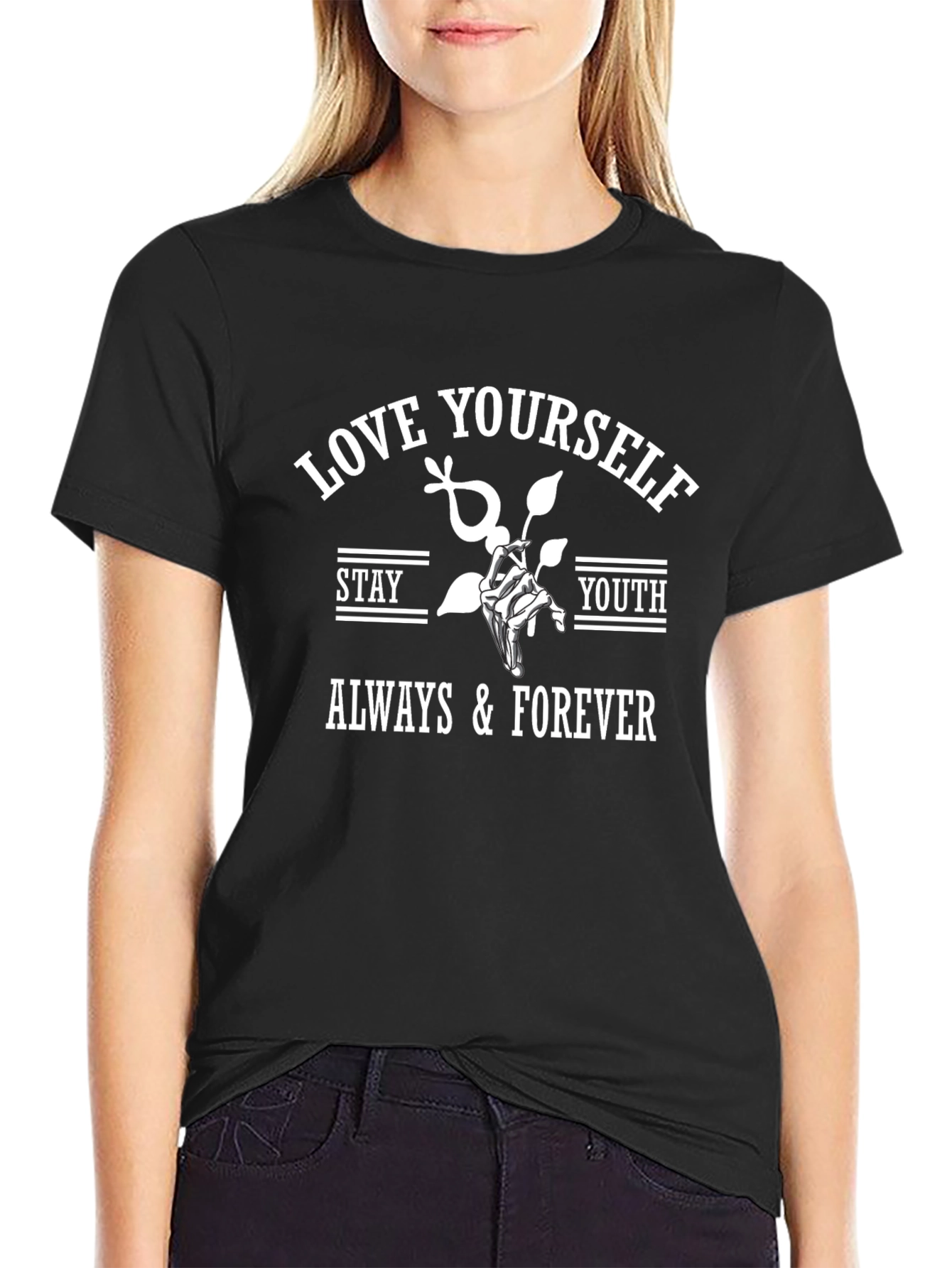 Love Yourself Graphic Print Black T-Shirt