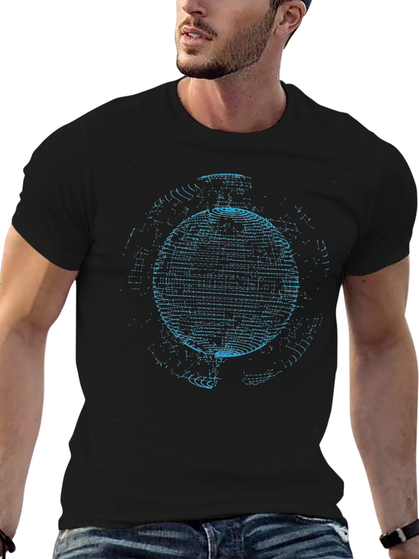 Abstract Sphere Graphic Black T-Shirt