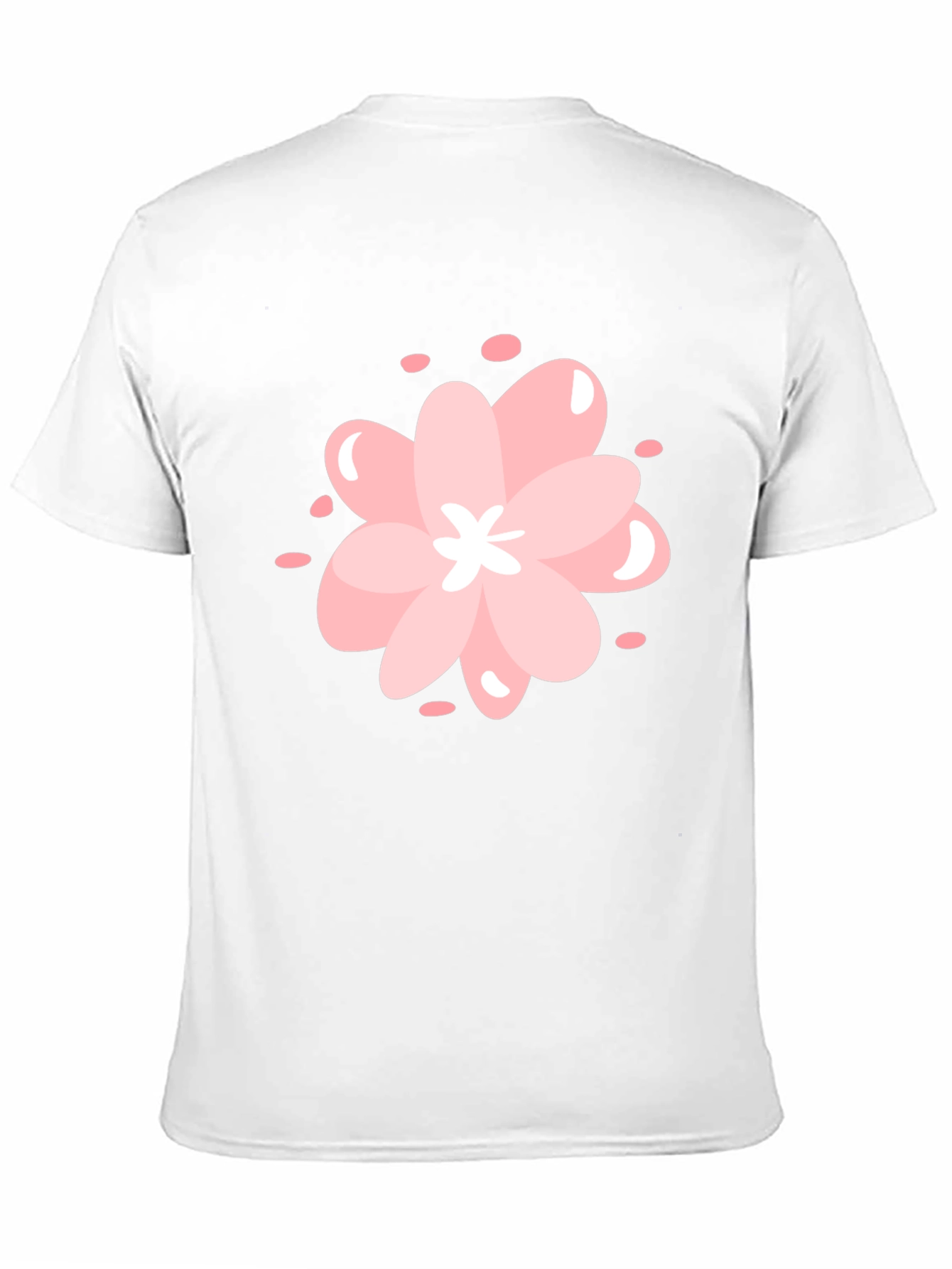Pink Cherry Blossom Graphic Black T-Shirt