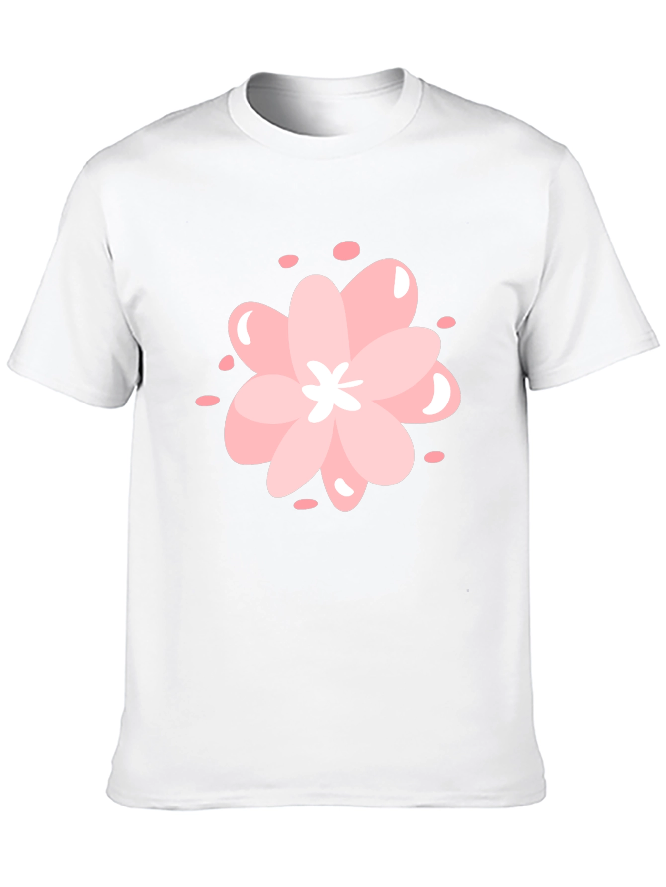 Pink Cherry Blossom Graphic Black T-Shirt