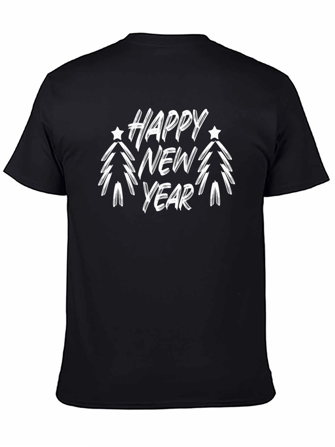 Happy New Year Graphic Tee - Black Cotton