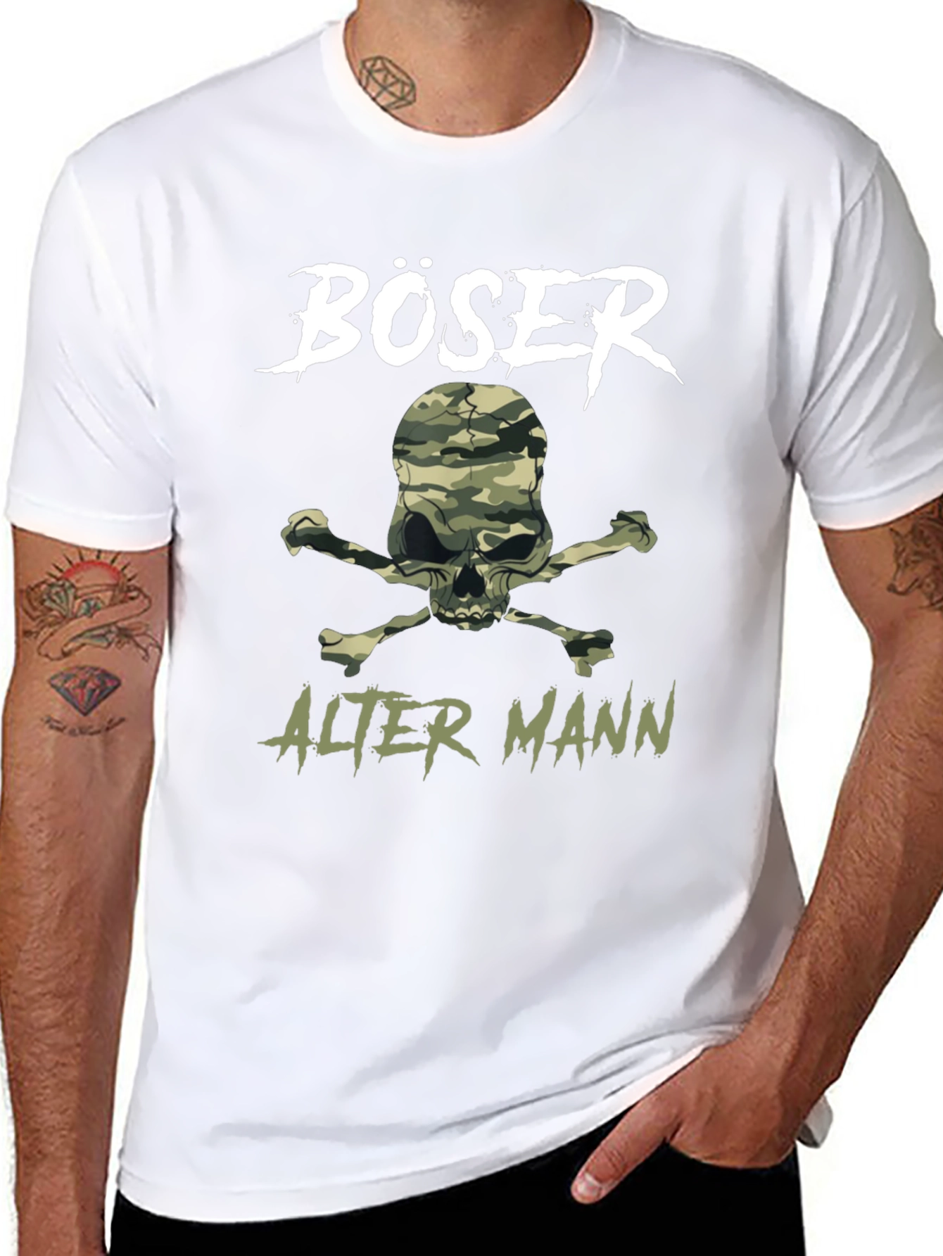 BÖSER Alter Mann T-Shirt - Camo Skull
