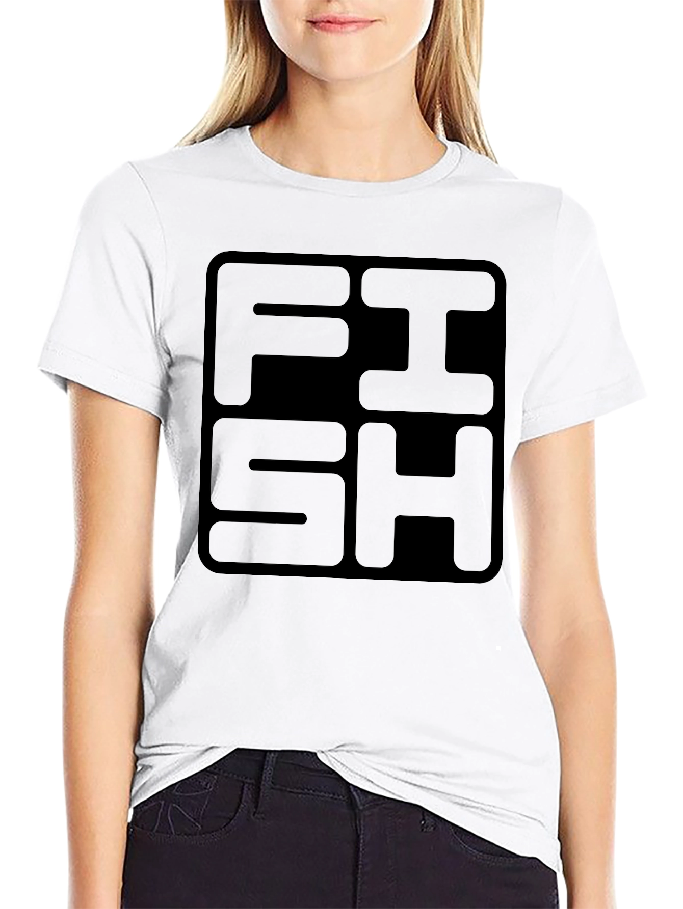 FISH Graphic Print Black T-Shirt