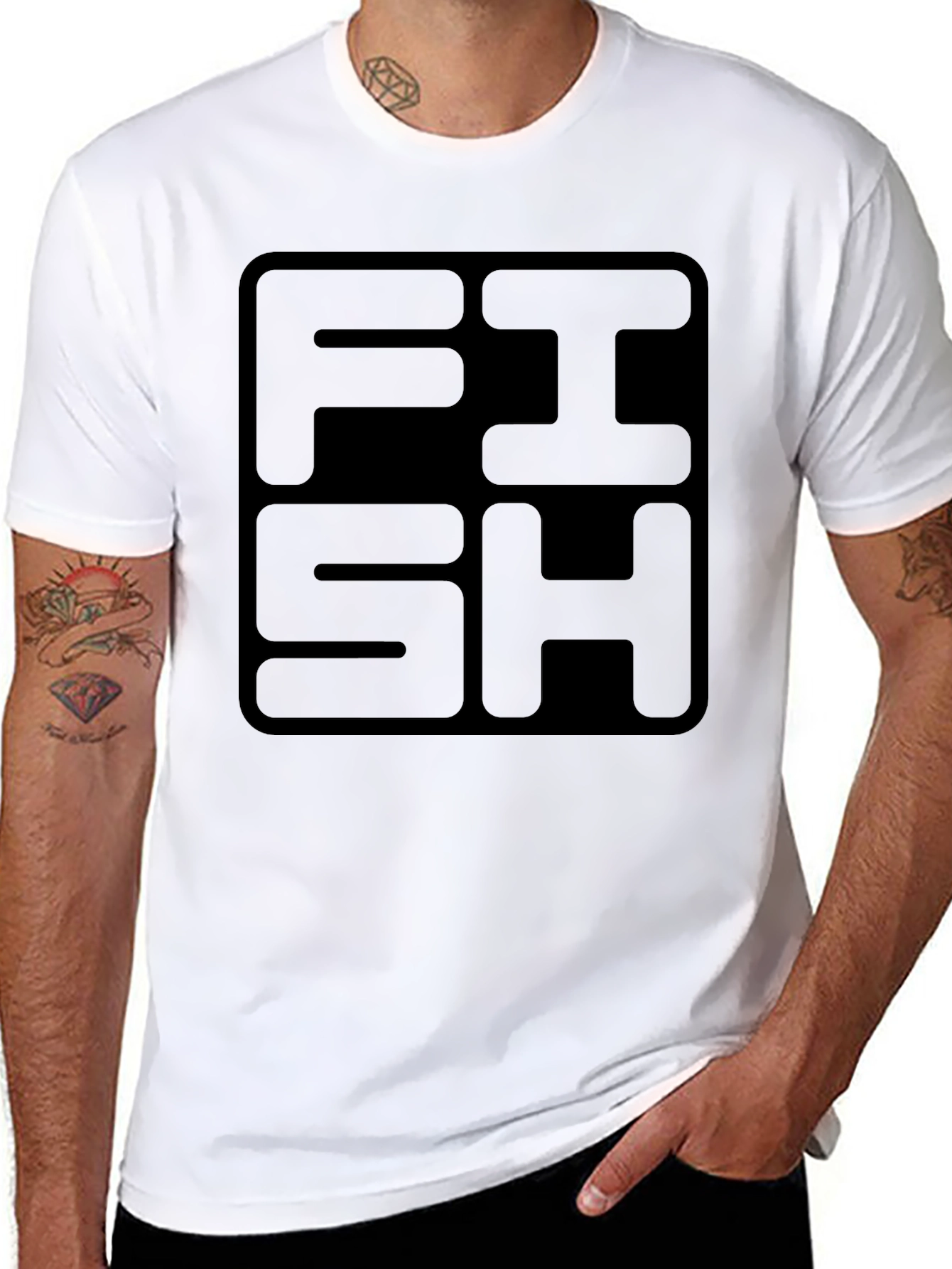 FISH Graphic Print Black T-Shirt