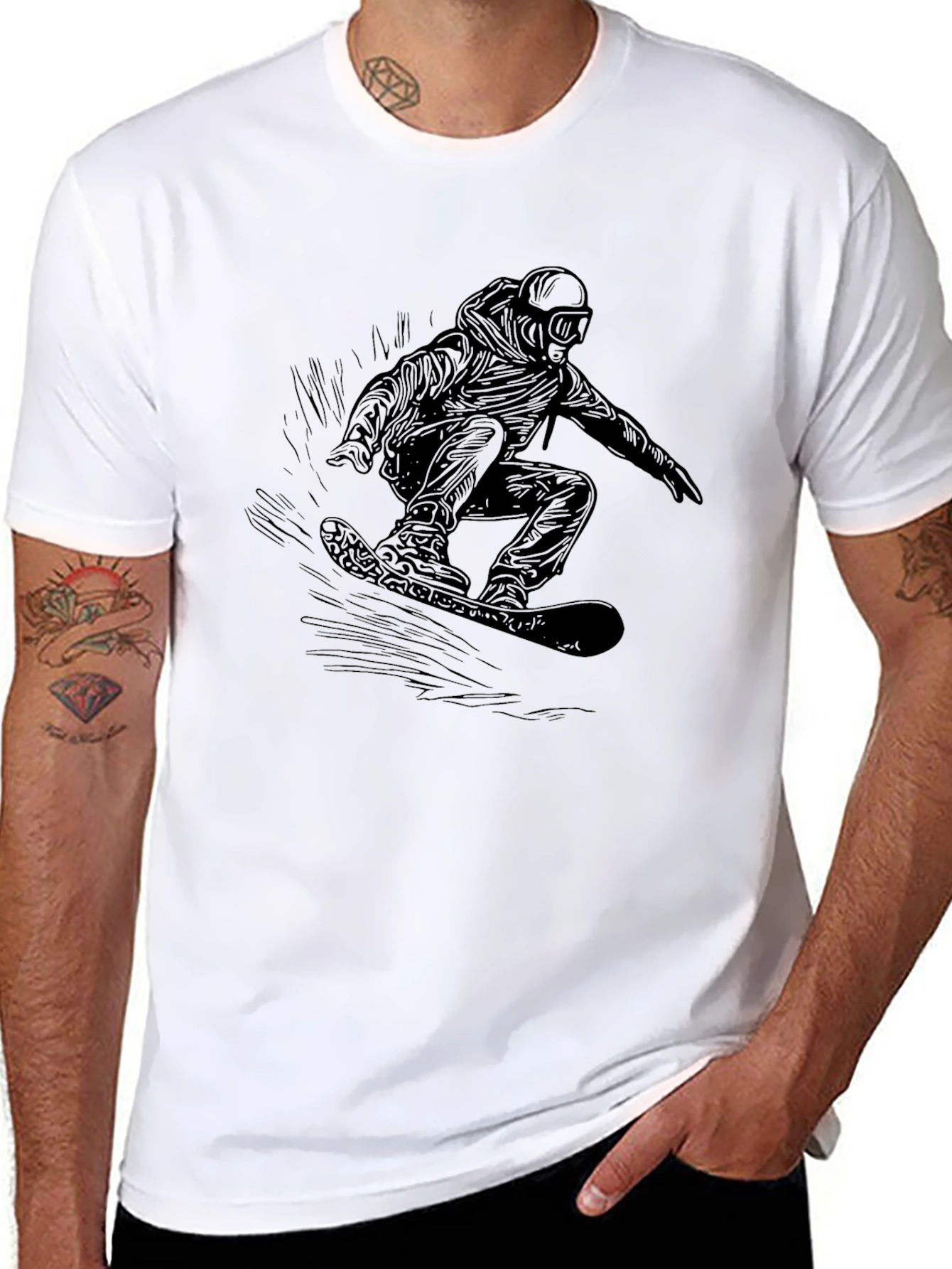 Cool Snowboarder Graphic Black T-Shirt