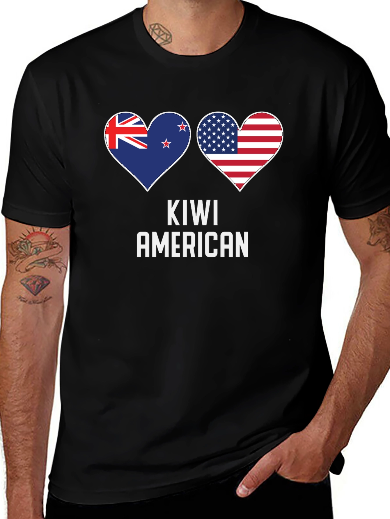 Kiwi American Flag Heart T-Shirt
