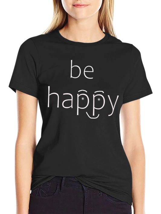 Be Happy Graphic Tee - Black Cotton T-Shirt