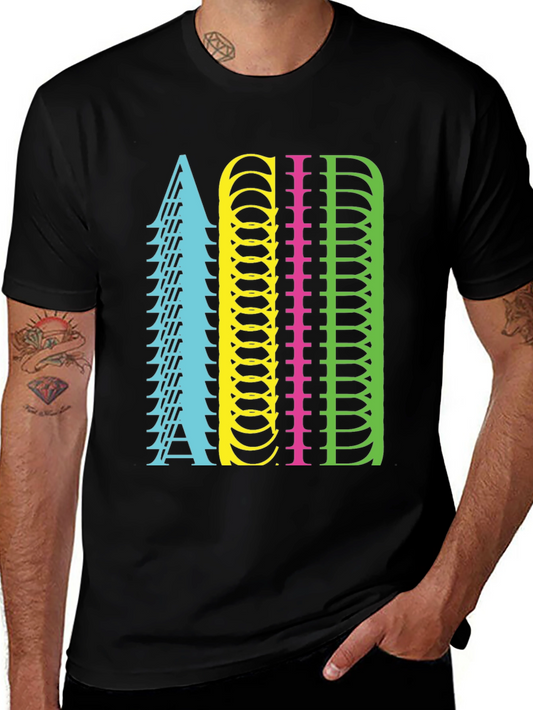Retro ACID Letter Graphic Black T-Shirt