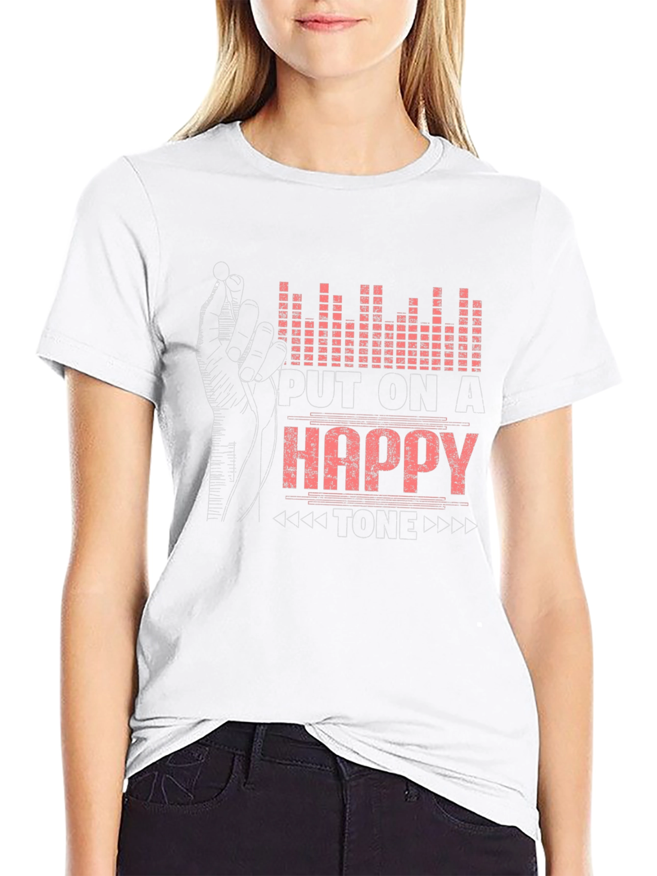 Happy Tone Graphic Tee - Black Cotton T-Shirt