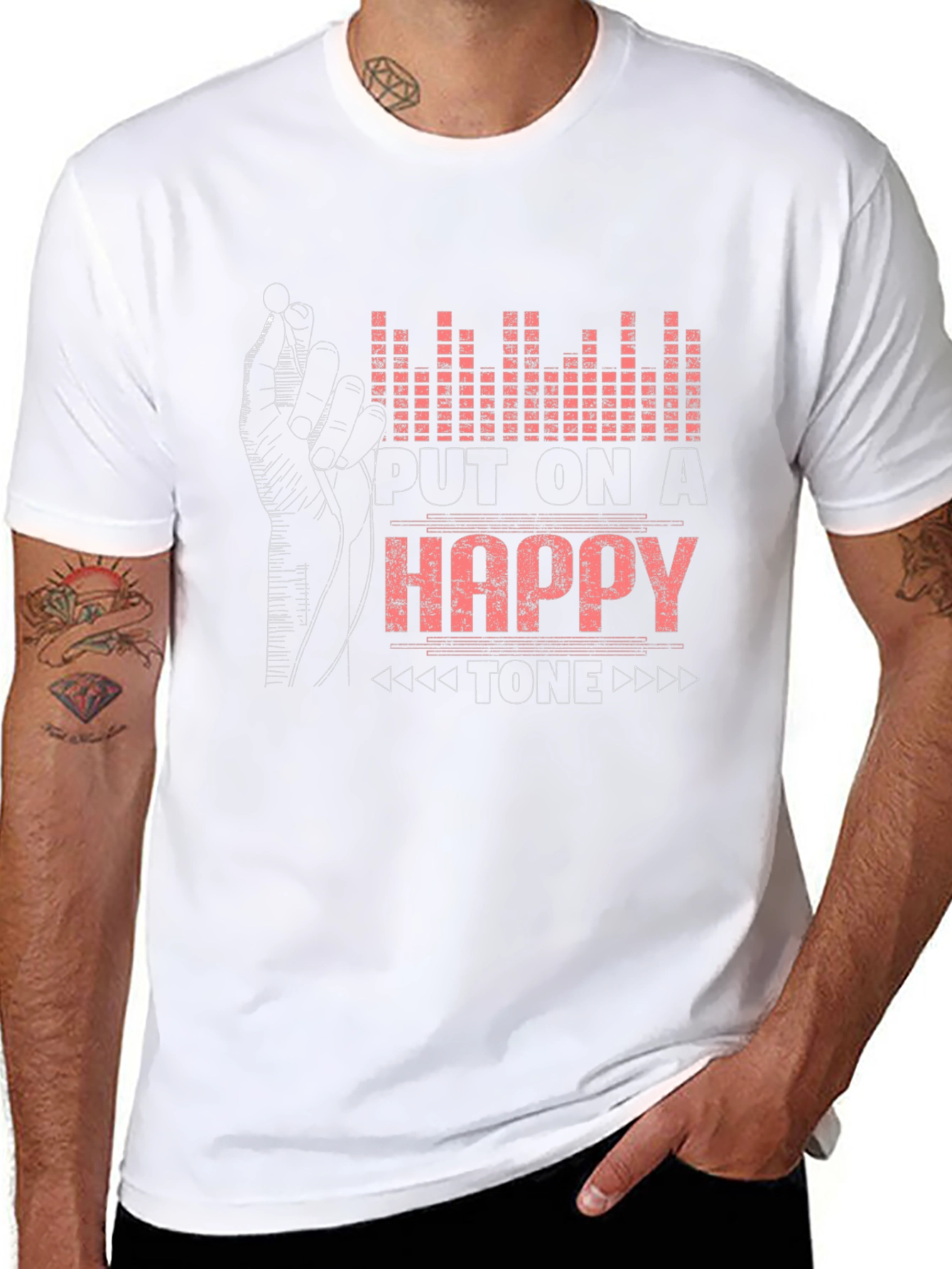 Happy Tone Graphic Tee - Black Cotton T-Shirt