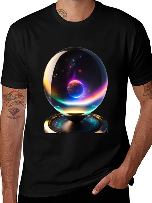 Cosmic Orb Graphic Tee - Black Cotton Blend