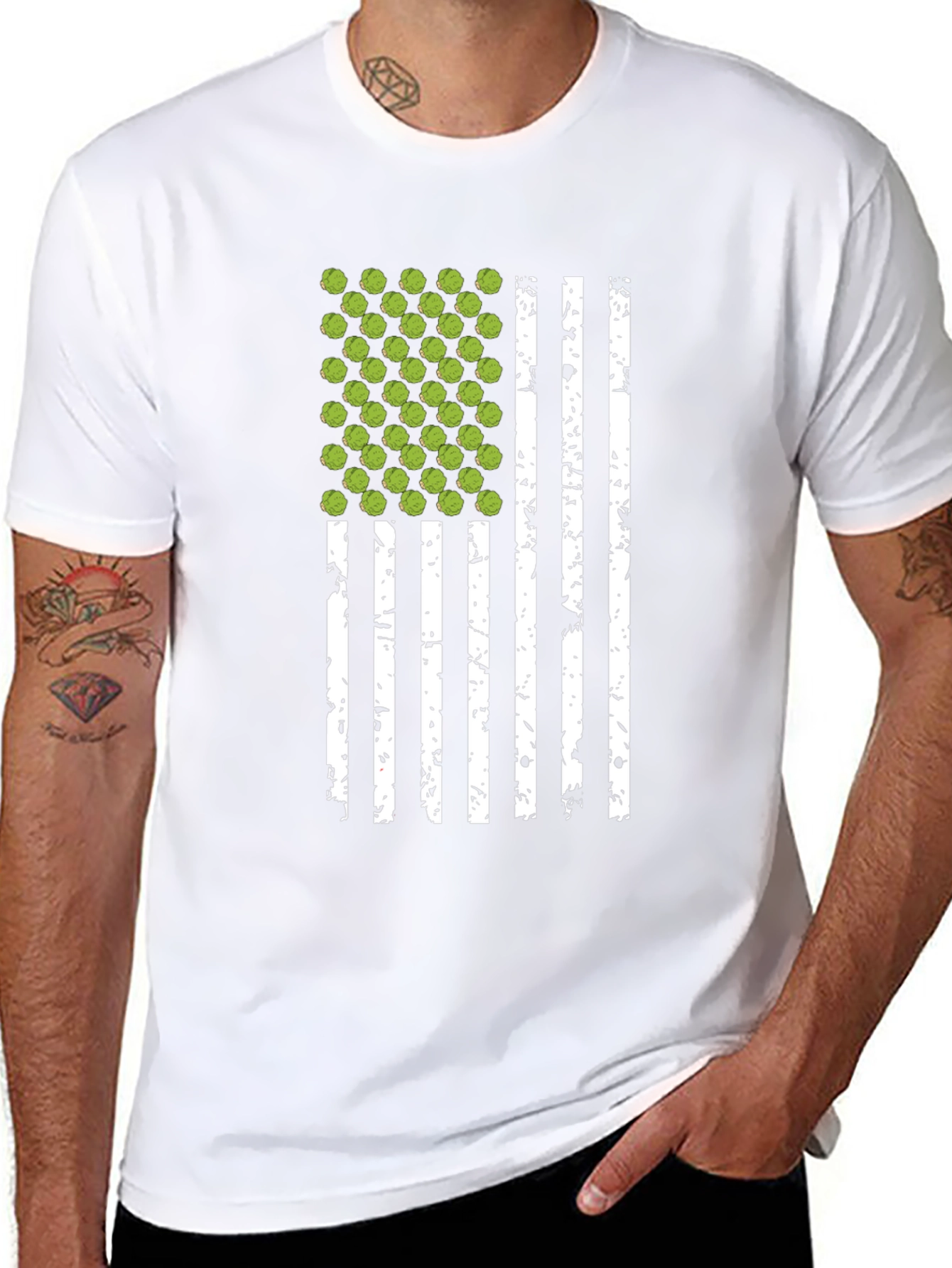 Brussels Sprouts USA Flag Black T-Shirt