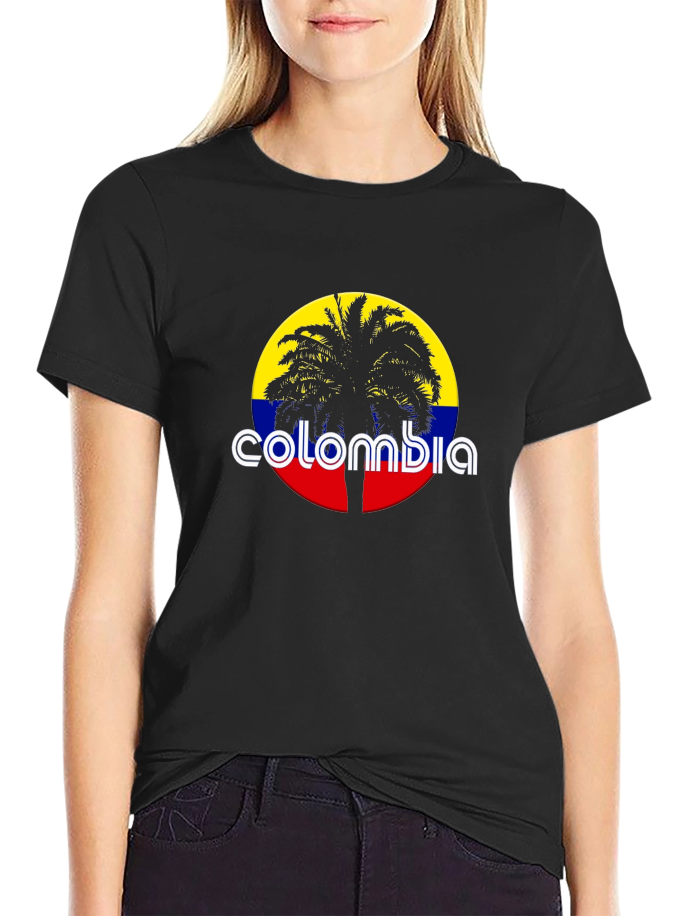 Colombia Palm Tree Black T-Shirt