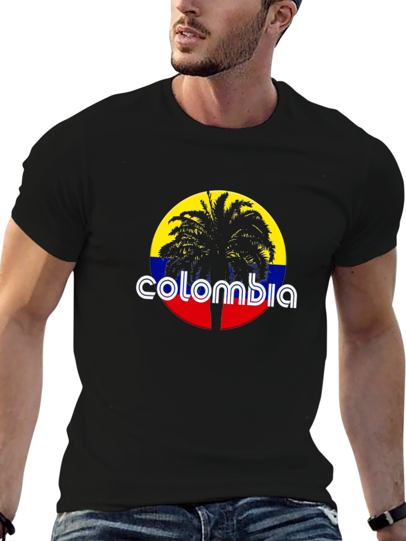 Colombia Palm Tree Black T-Shirt