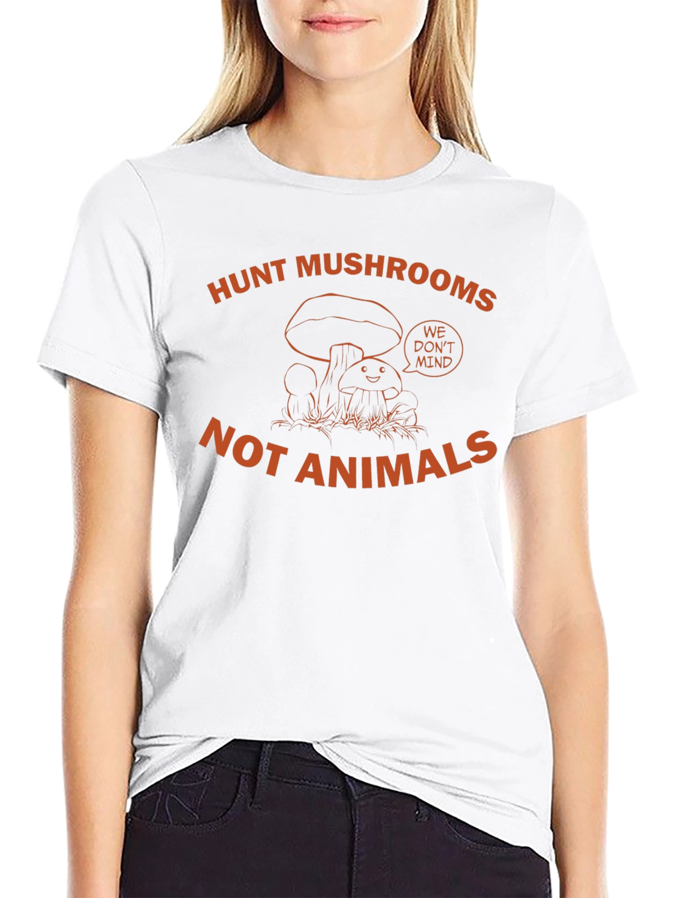Hunt Mushrooms Not Animals Black T-Shirt