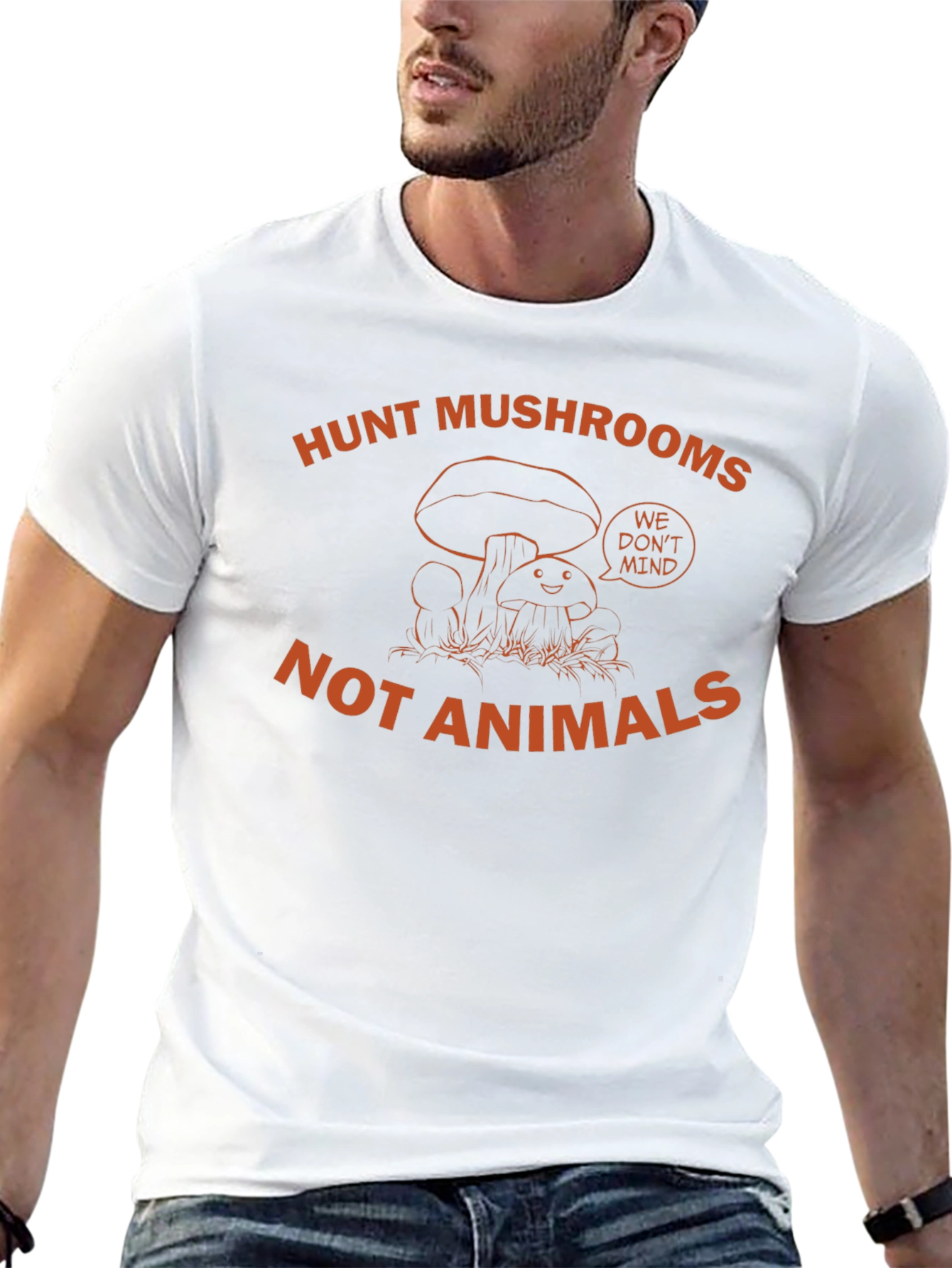 Hunt Mushrooms Not Animals Black T-Shirt