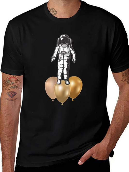 Astronaut on Balloons Graphic Tee - Black