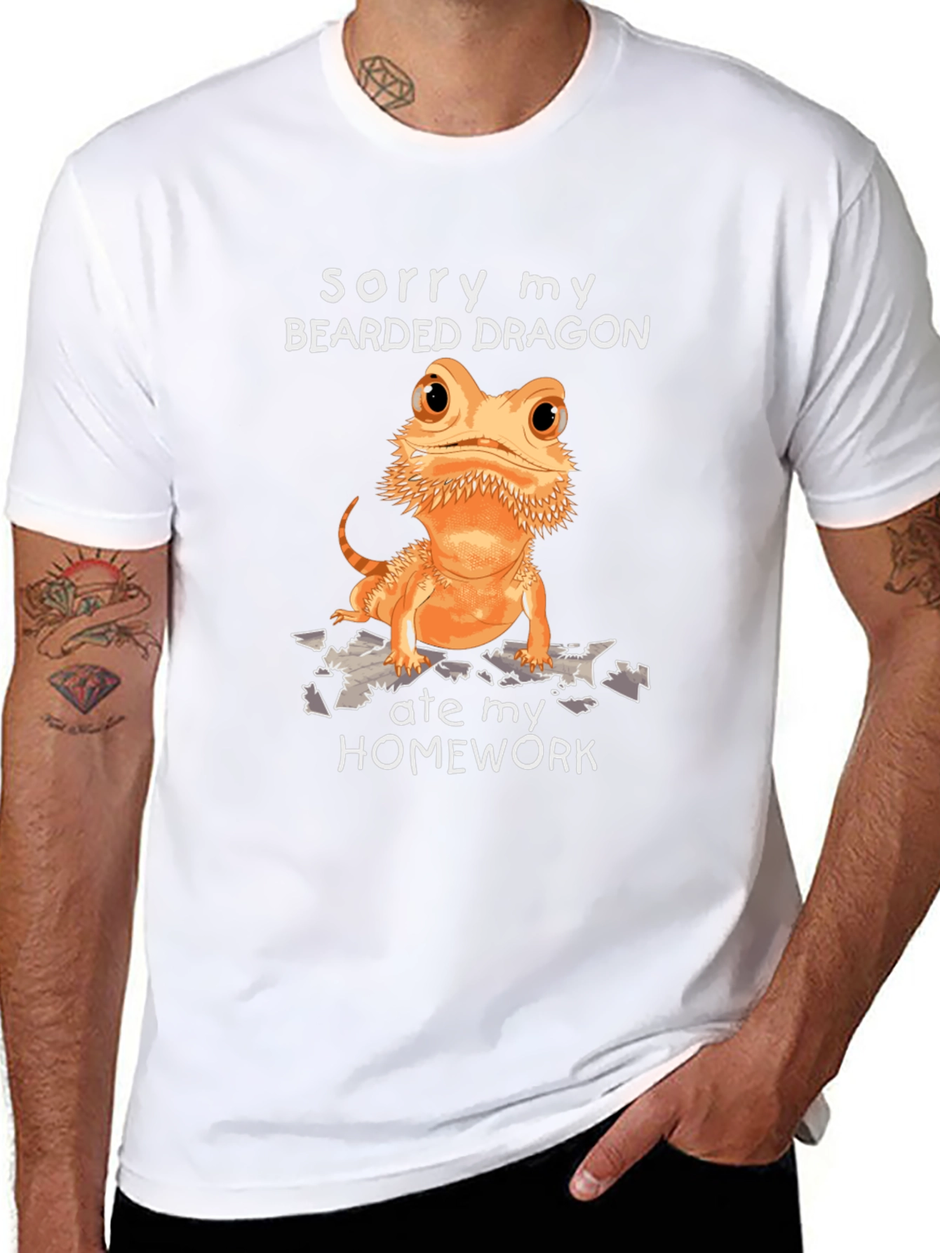 Bearded Dragon Homework T-Shirt Funny Pet Lover Tee