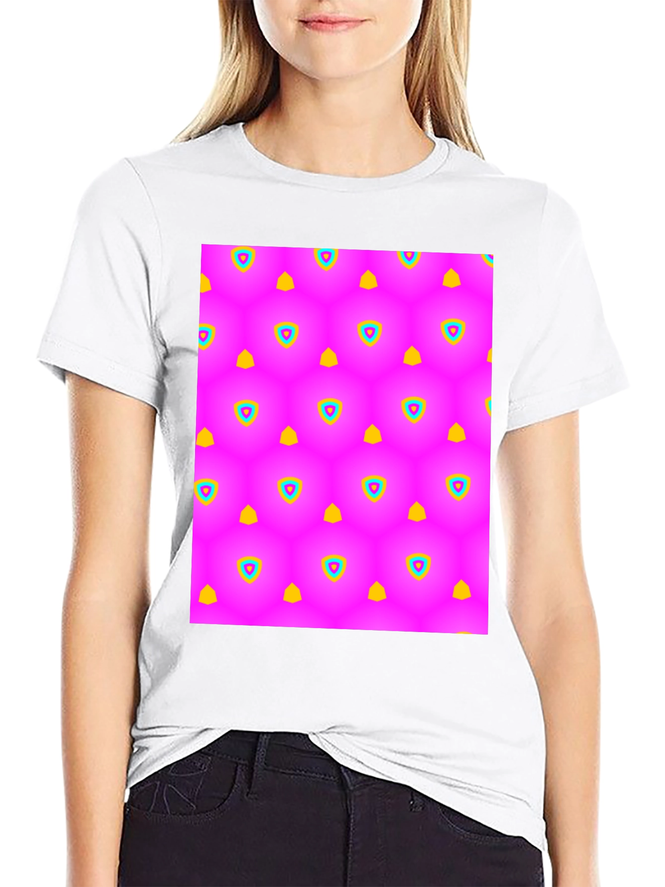 Vibrant Pattern Black T-Shirt