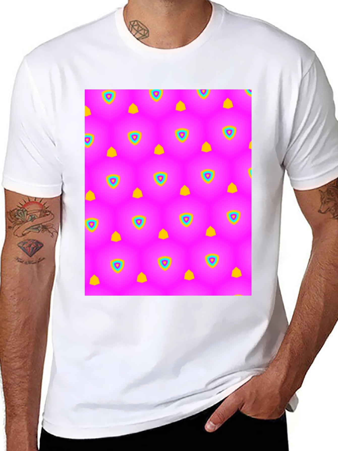 Vibrant Pattern Black T-Shirt