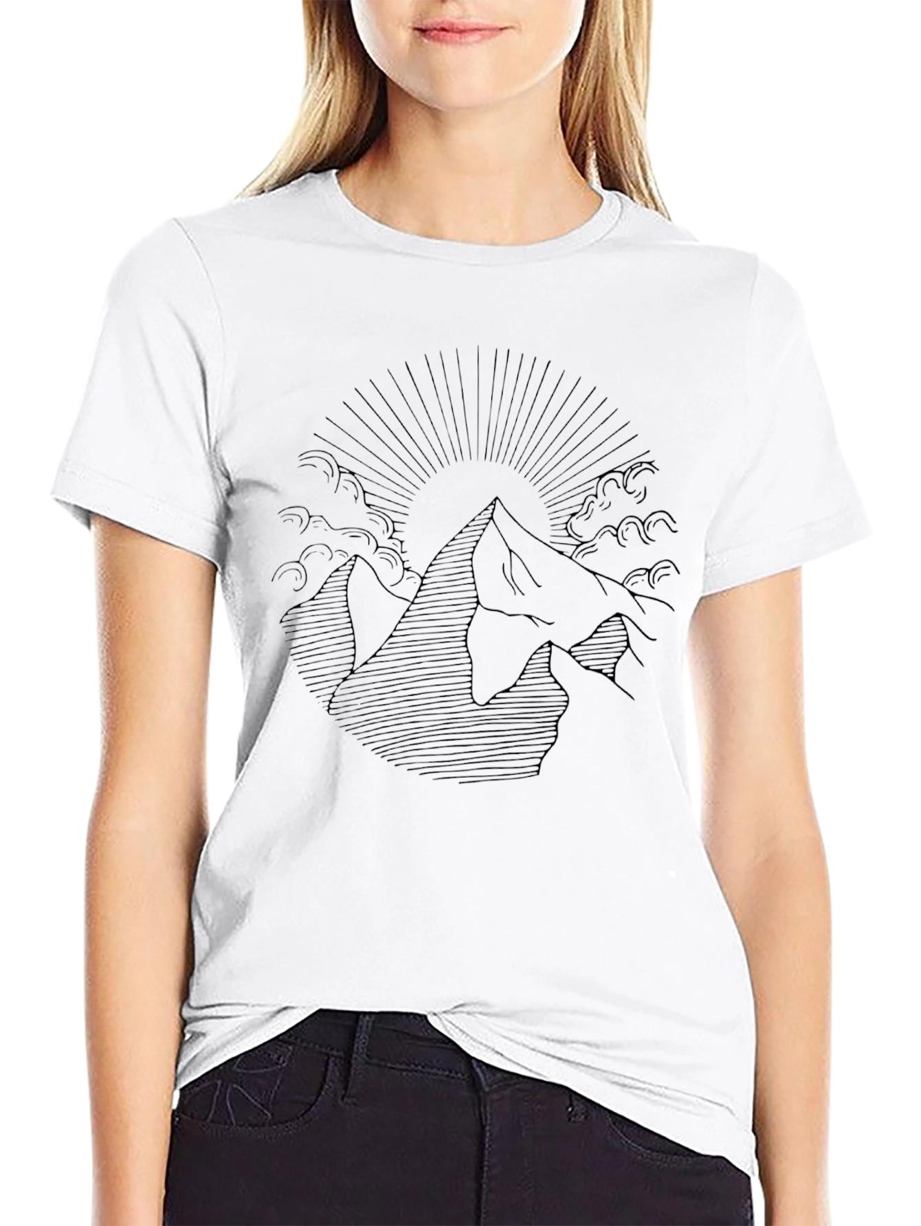 Mountain Sunset Graphic Tee - Black